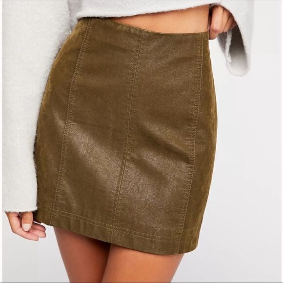 Free People Modern Femme Vegan Suede Mini Skirt - Picture 1 of 9